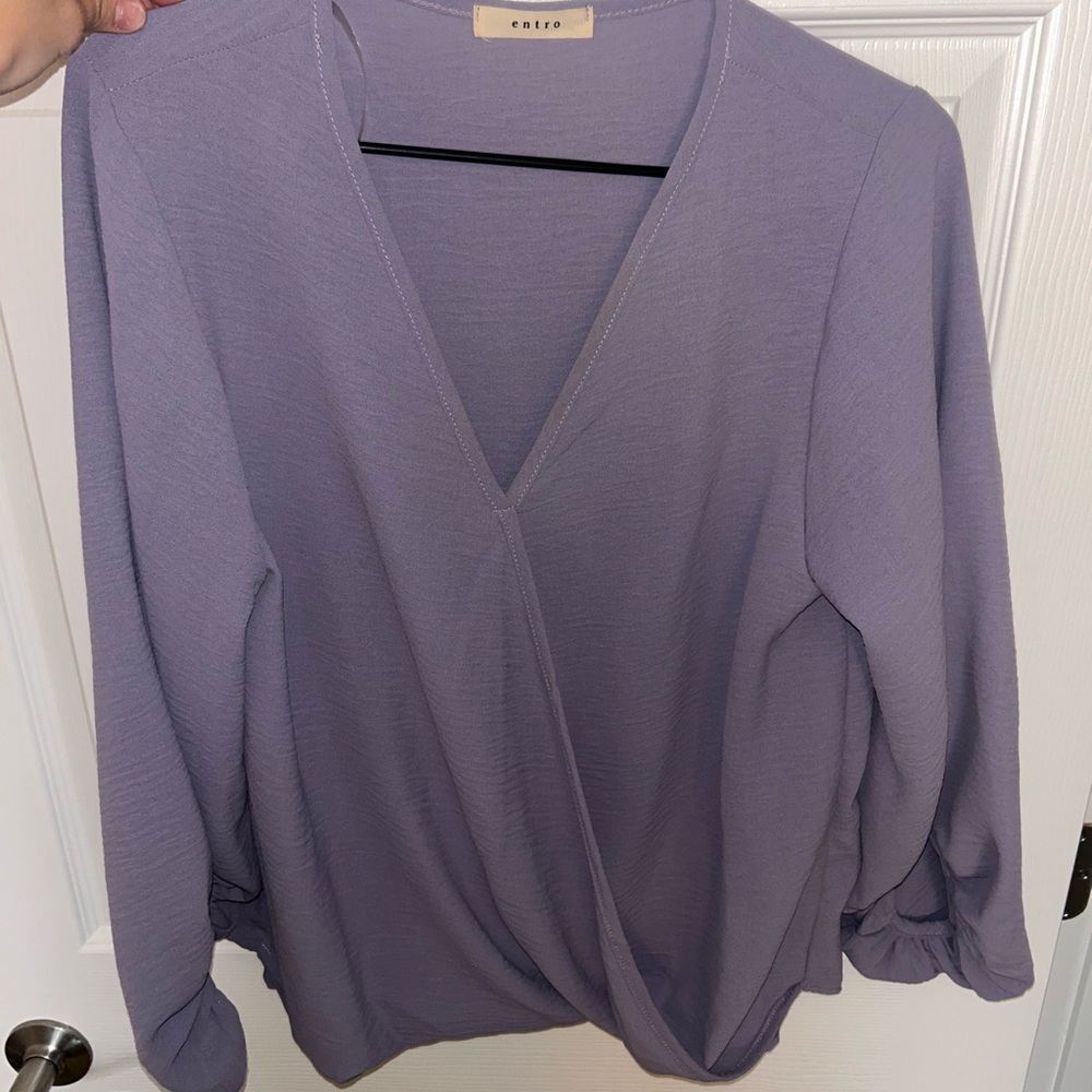 Cato Lavender V-Neck Blouse